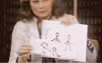 Original drawing and Geller's reproduction of two stick-men