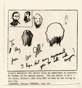 Hy Gardner's drawing and Geller's reproduction