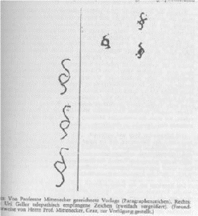 Mittenecker's original drawing and Geller's reproduction